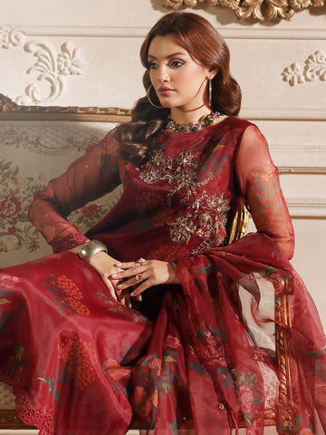 3-PC Embroidered Organza Shirt with Embroidered Organza Dupatta and Trouser CMA-4-074