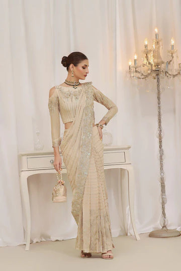 3 PIECE - LUXURY EMBROIDERED CHIFFON SAREE