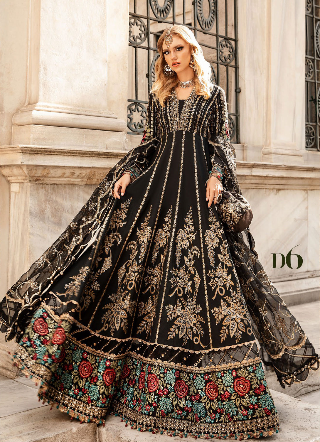 Maria.B. - Embroidered Cotton Satin Suit | CST-806