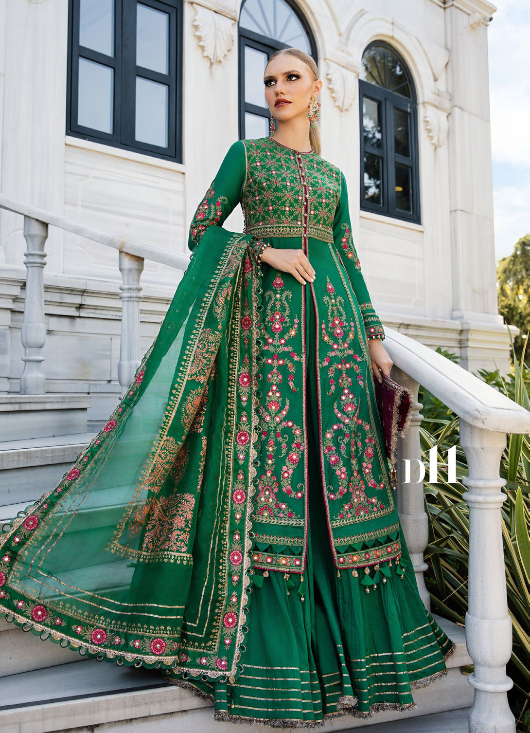 Maria.B. - Embroidered Cotton Satin Suit | CST-811
