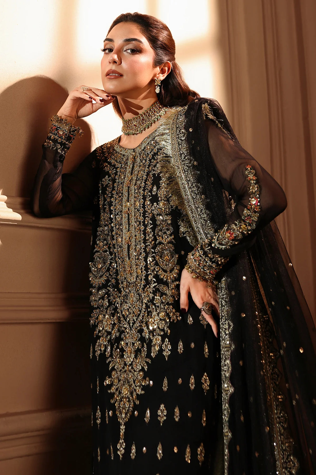 3-PC Unstitched Embroidered Luxury Chiffon DJW6-04
