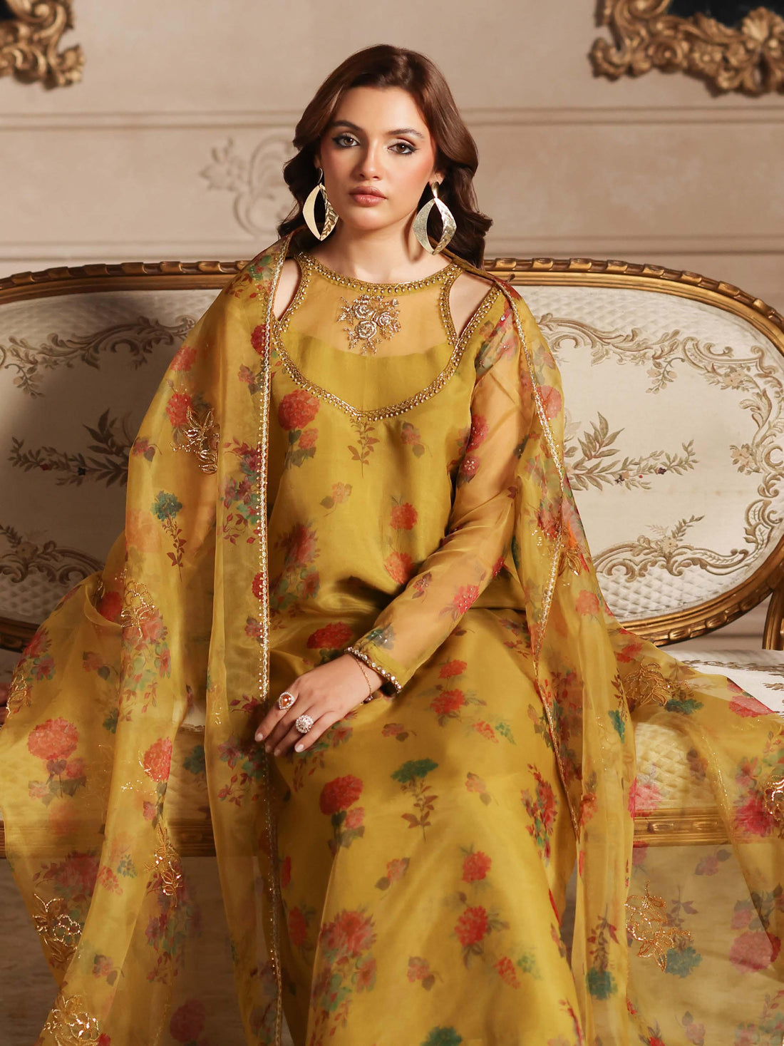 3-PC Embroidered Organza Shirt with Embroidered Dupatta and Trouser CMA-4-072