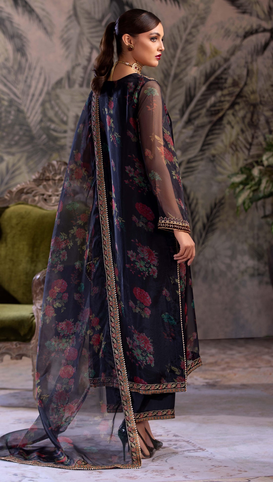 3-PC Embroidered Organza Shirt with Embroidered Dupatta and Trouser CMA-4-069