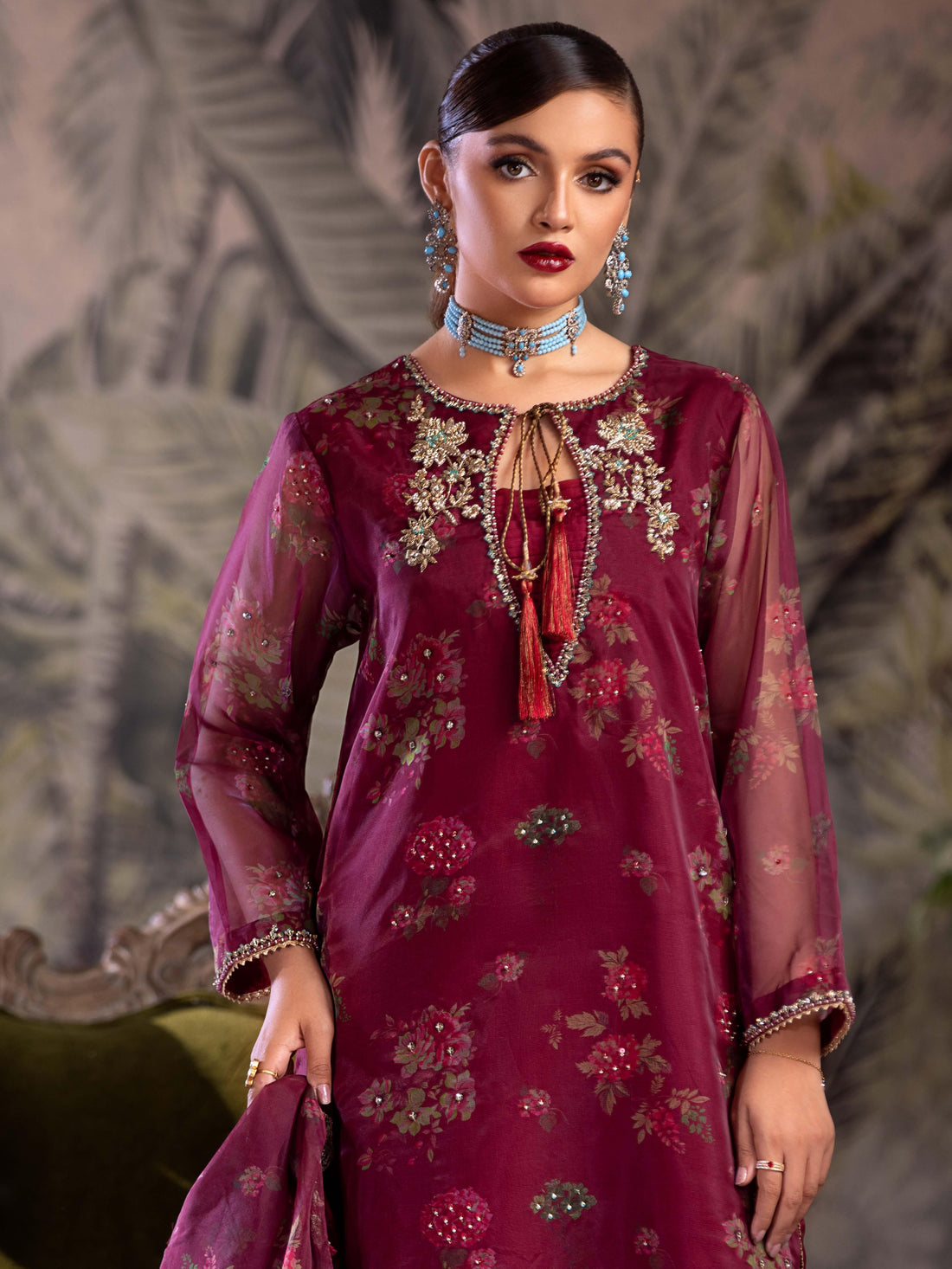 3-PC Embroidered Organza Shirt with Embroidered Dupatta and Trouser CMA-4-070