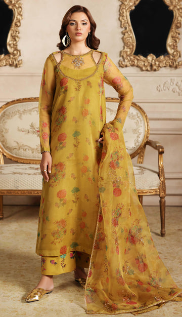 3-PC Embroidered Organza Shirt with Embroidered Dupatta and Trouser CMA-4-072