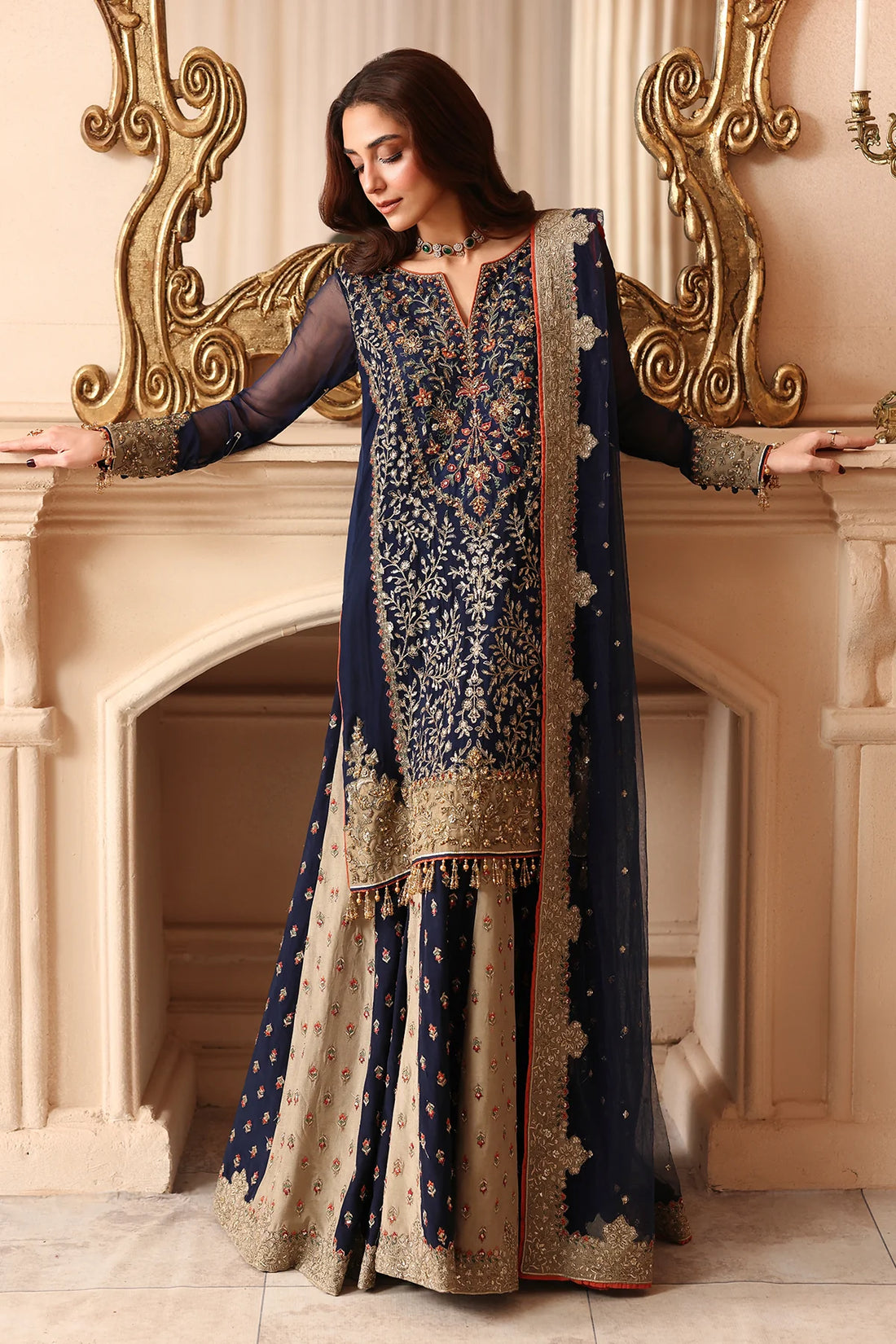 3-PC Unstitched Embroidered Luxury Chiffon DJW6-02