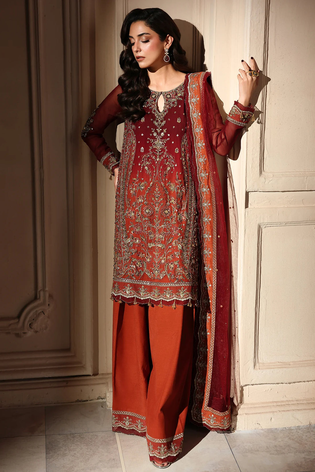 3-PC Unstitched Embroidered Luxury Chiffon DJW6-08